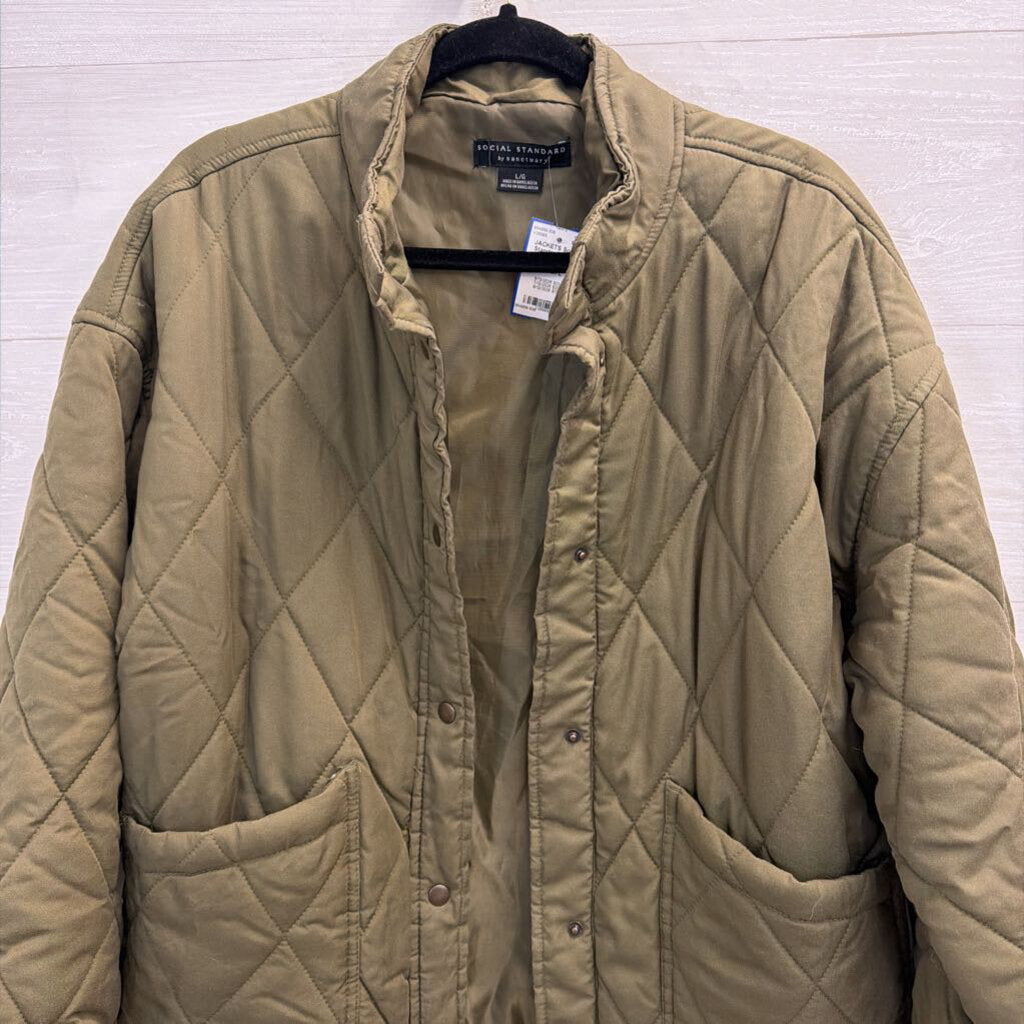 Social Standard Green Quilted Jacket Large