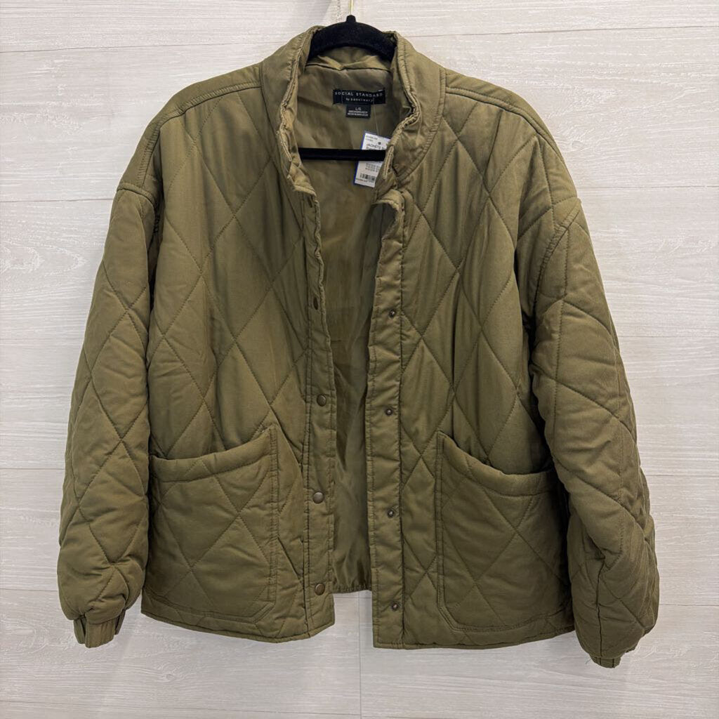 Social Standard Green Quilted Jacket Large