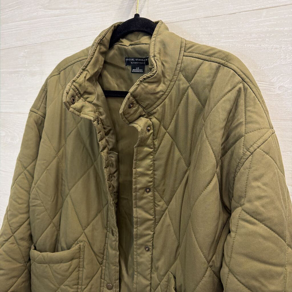 Social Standard Green Quilted Jacket Large