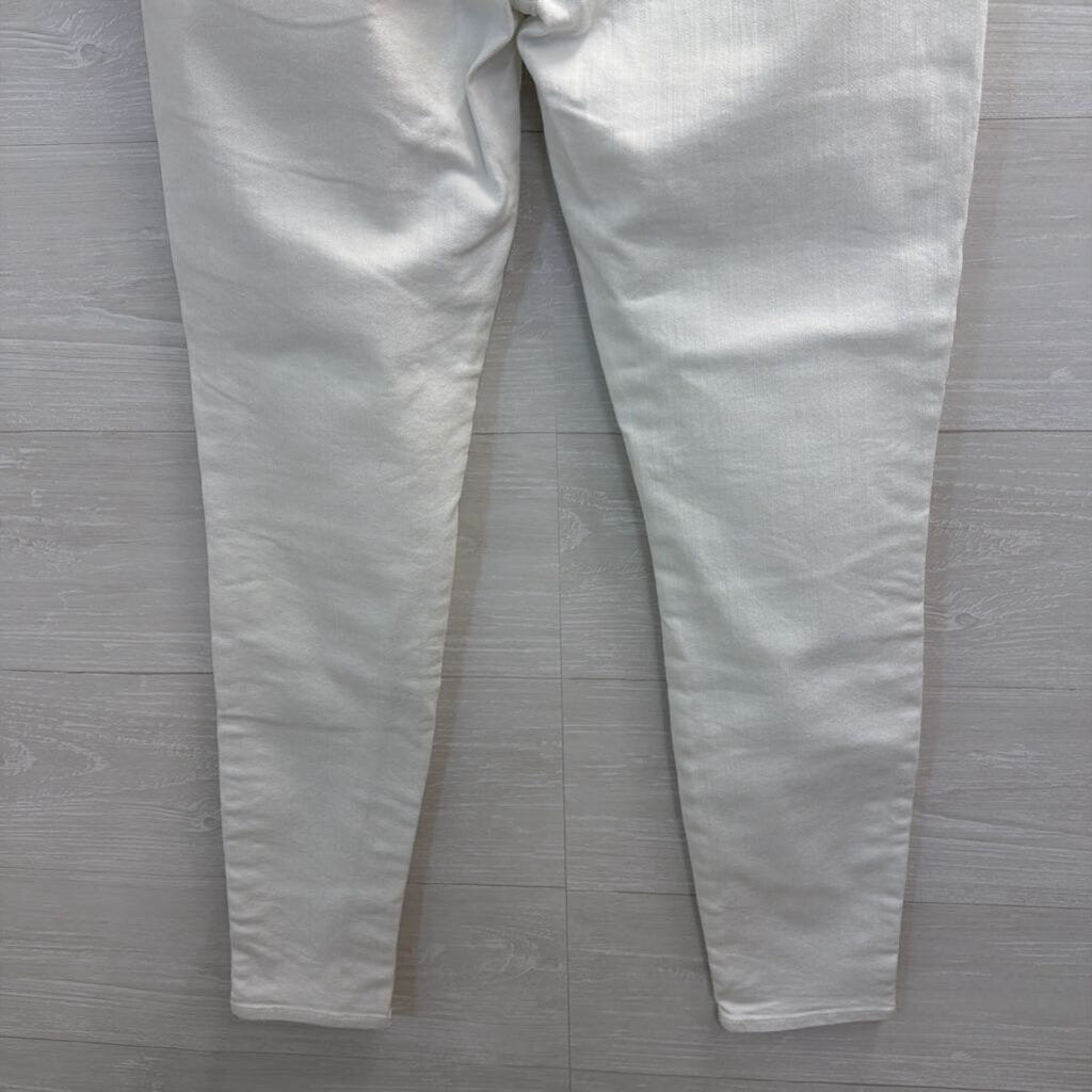 7 For All Mankind White/ Multi Color Frayed Fringe Skinny Leg Jeans 29