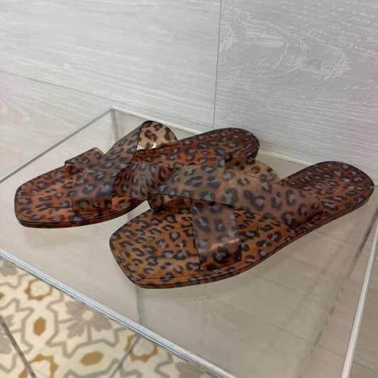 Matisse Anthropologie Cheetah Print Jelly Slides 8.0