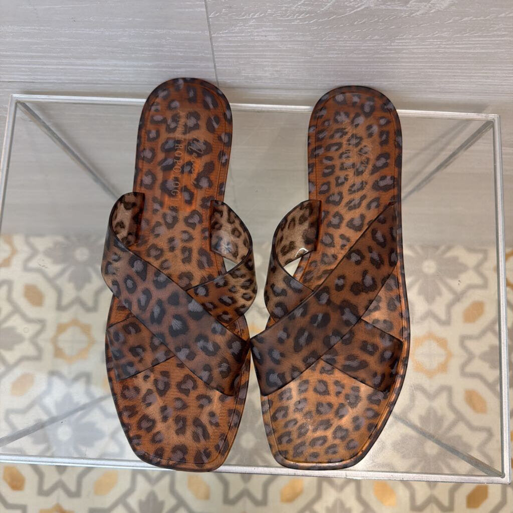 Matisse Anthropologie Cheetah Print Jelly Slides 8.0