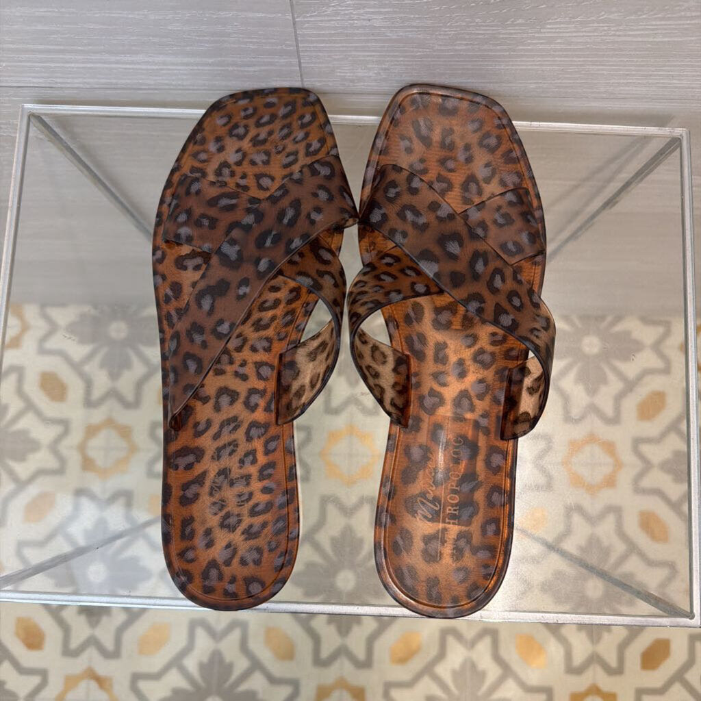 Matisse Anthropologie Cheetah Print Jelly Slides 8.0
