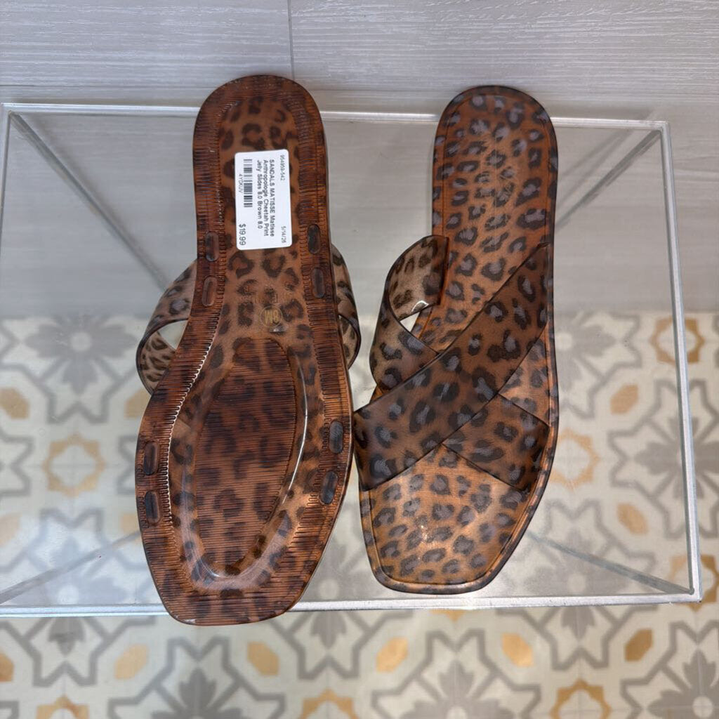 Matisse Anthropologie Cheetah Print Jelly Slides 8.0