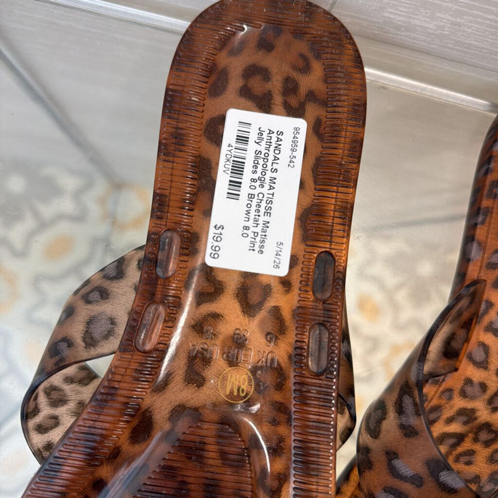Matisse Anthropologie Cheetah Print Jelly Slides 8.0