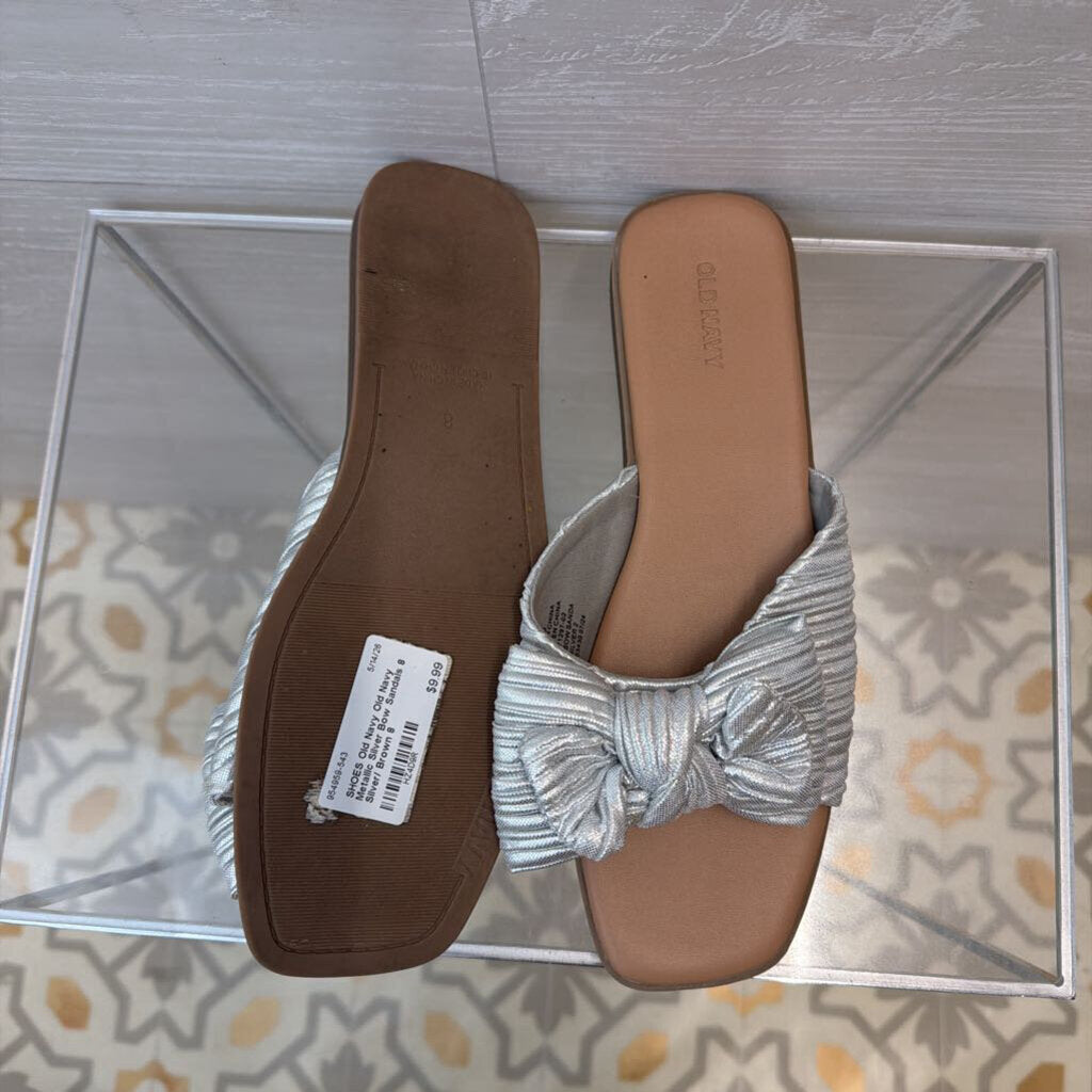 Old Navy Metallic Silver Bow Sandals 8