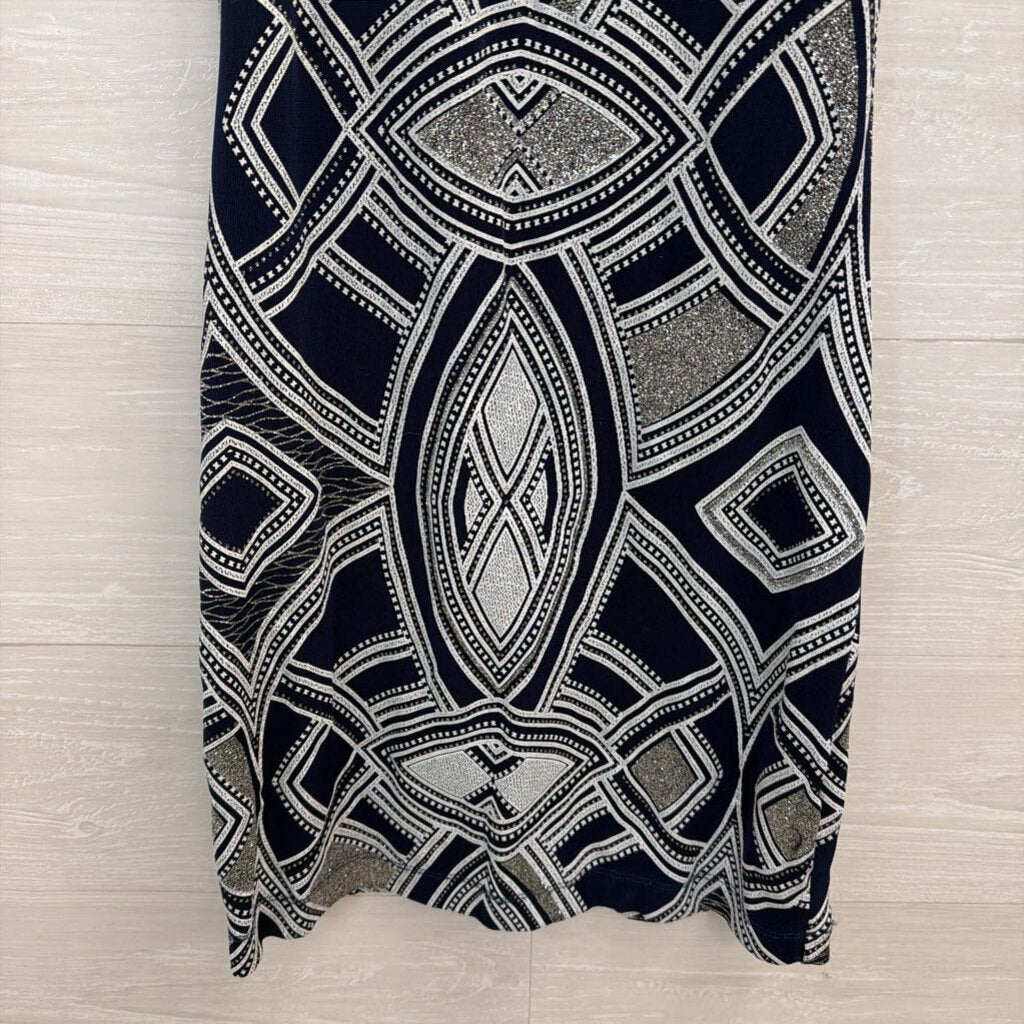 Speechless Navy/ White/ Silver Shimmer Print Dress 3