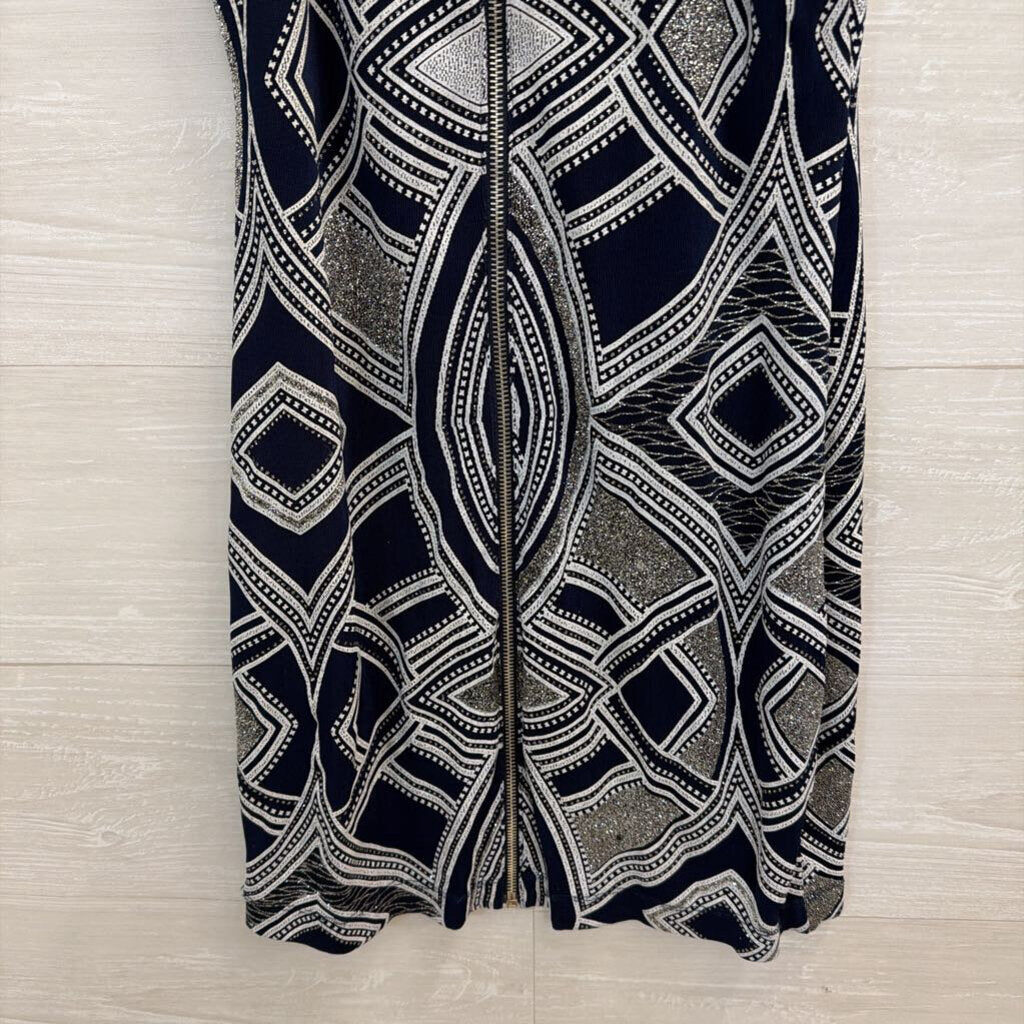 Speechless Navy/ White/ Silver Shimmer Print Dress 3