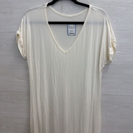 White Short Sleeve V Neck Maxi Dress Small