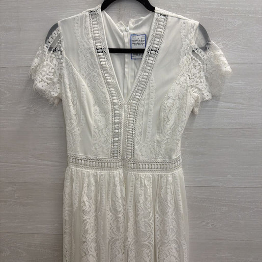 White Lace Short Sleeve Maxi Dress Small