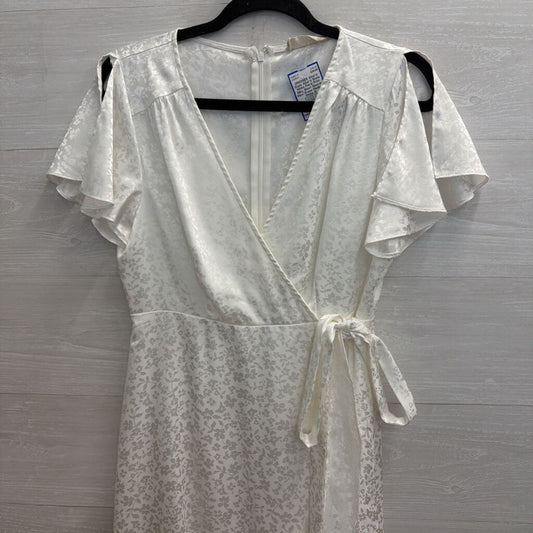 Altar'd State White Floral Print Silky Short Sleeve Maxi Dress Medium