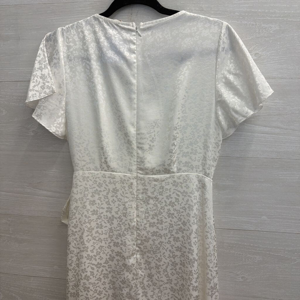 Altar'd State White Floral Print Silky Short Sleeve Maxi Dress Medium