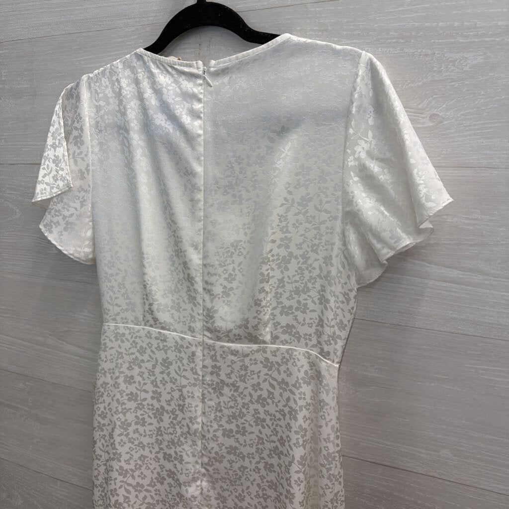 Altar'd State White Floral Print Silky Short Sleeve Maxi Dress Medium