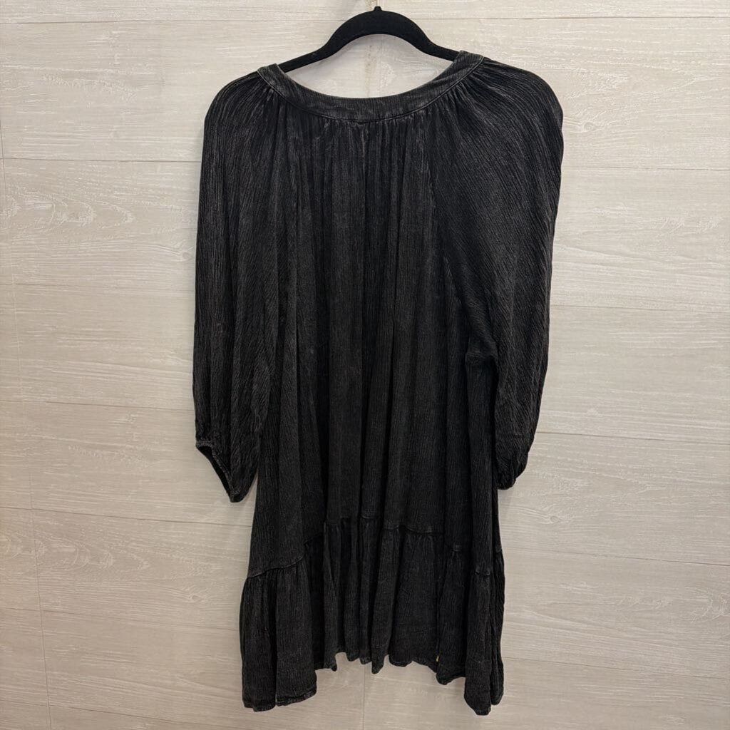 Altar'd State Black Textured Long Sleeve Tunic Top Large