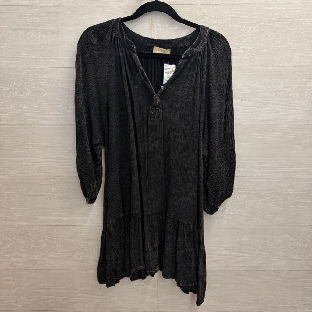 Altar'd State Black Textured Long Sleeve Tunic Top Large