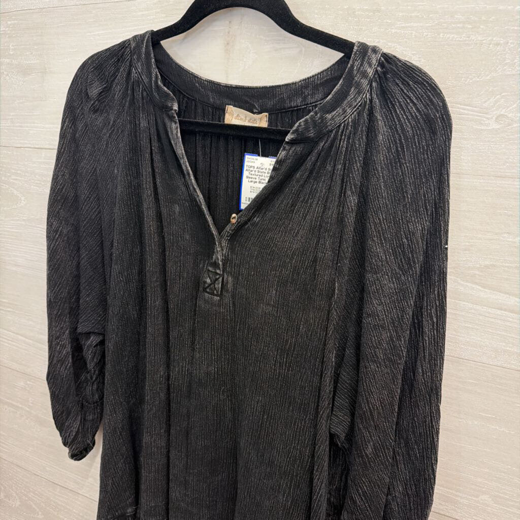Altar'd State Black Textured Long Sleeve Tunic Top Large