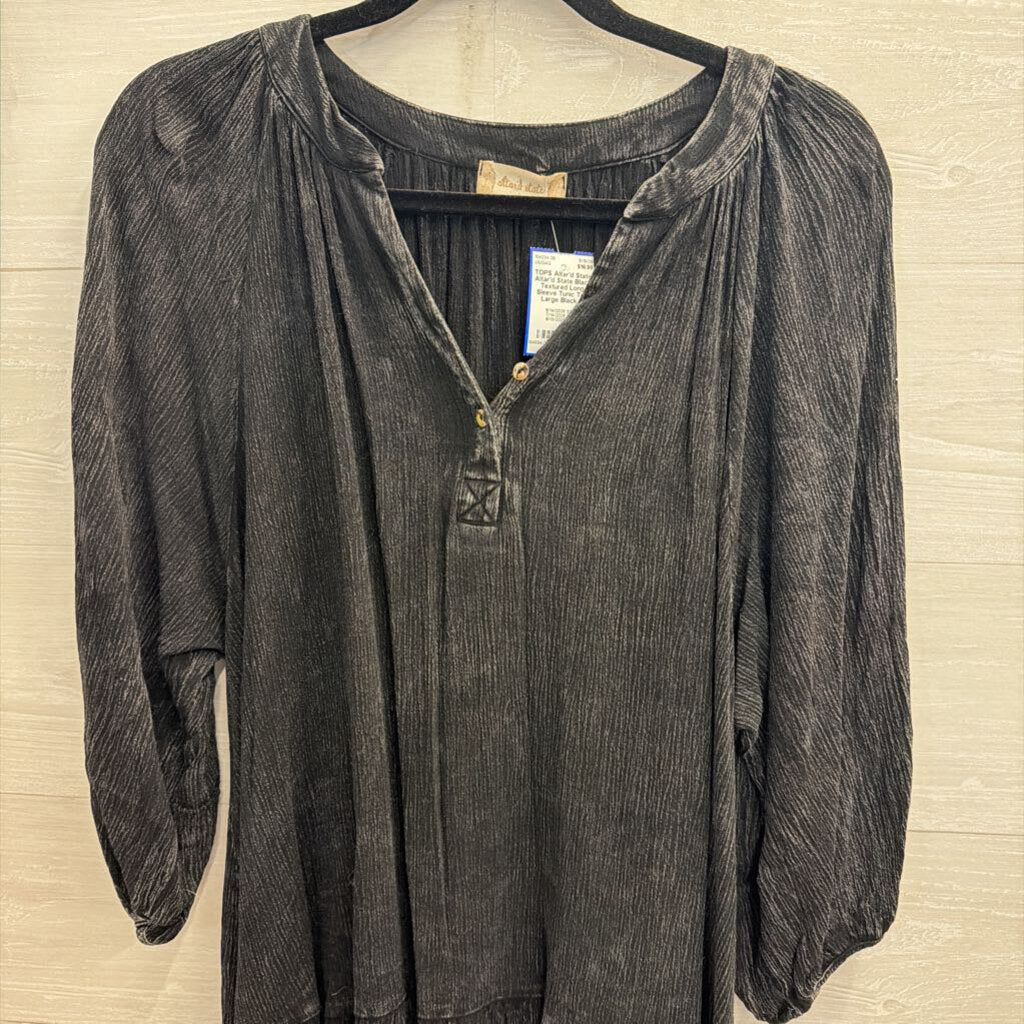 Altar'd State Black Textured Long Sleeve Tunic Top Large