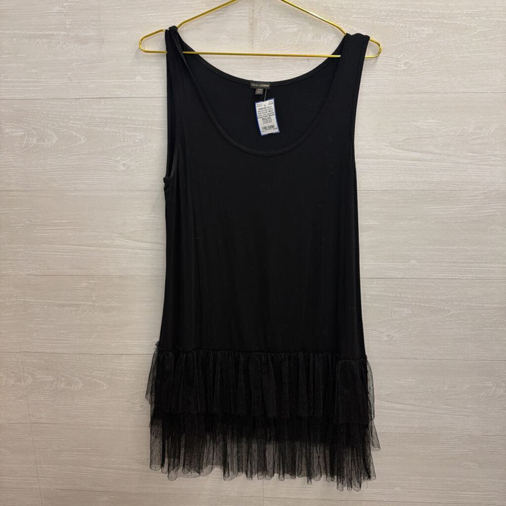 Coco and Carmen Black Lace Trim Layering Dress Small/ Medium