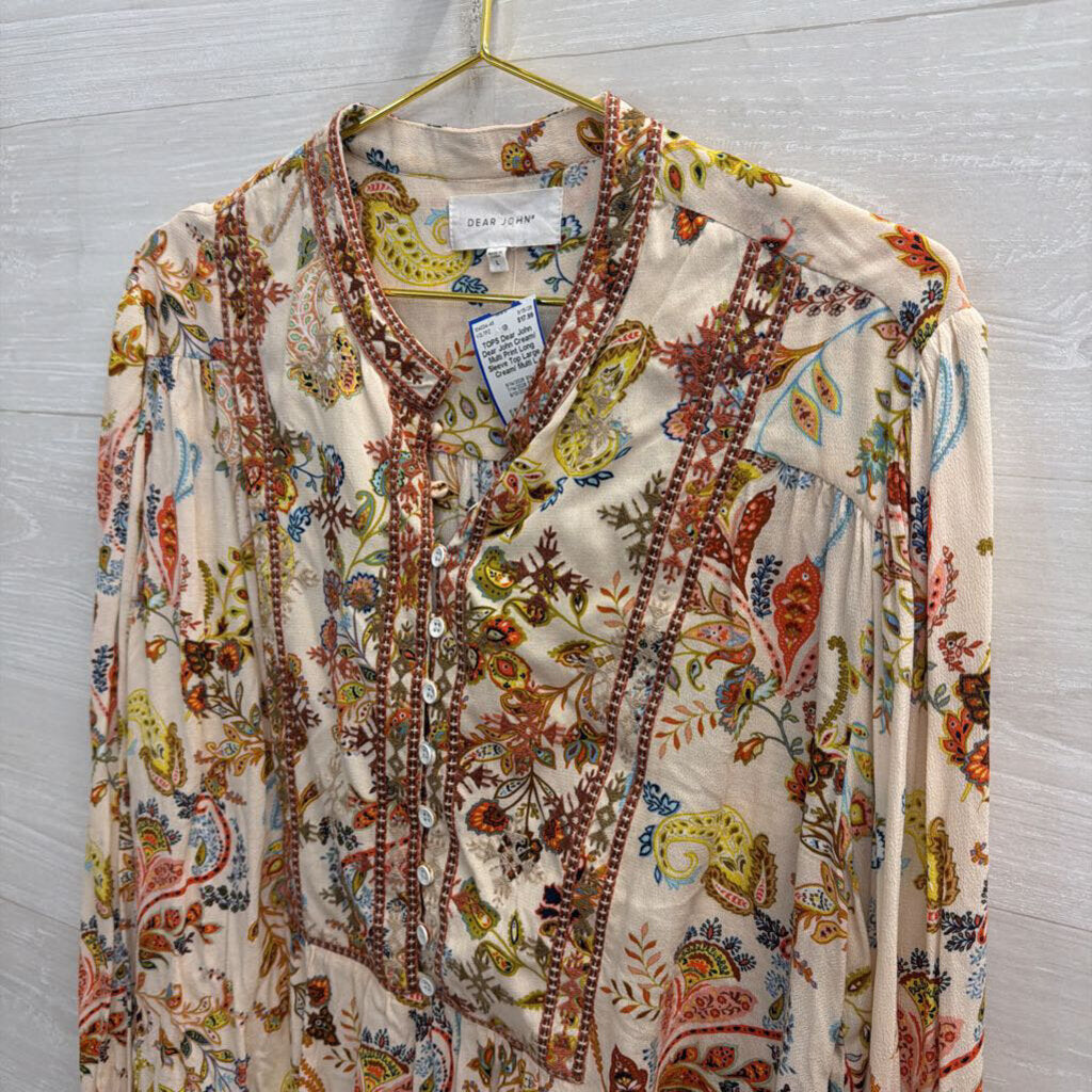 Dear John Cream/ Multi Print Long Sleeve Top Large