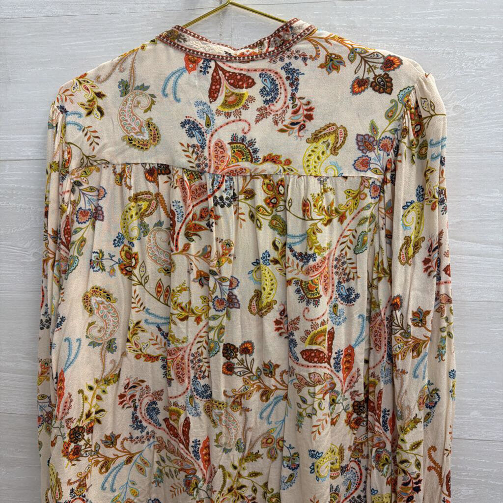 Dear John Cream/ Multi Print Long Sleeve Top Large