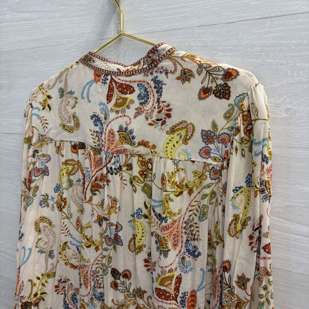 Dear John Cream/ Multi Print Long Sleeve Top Large