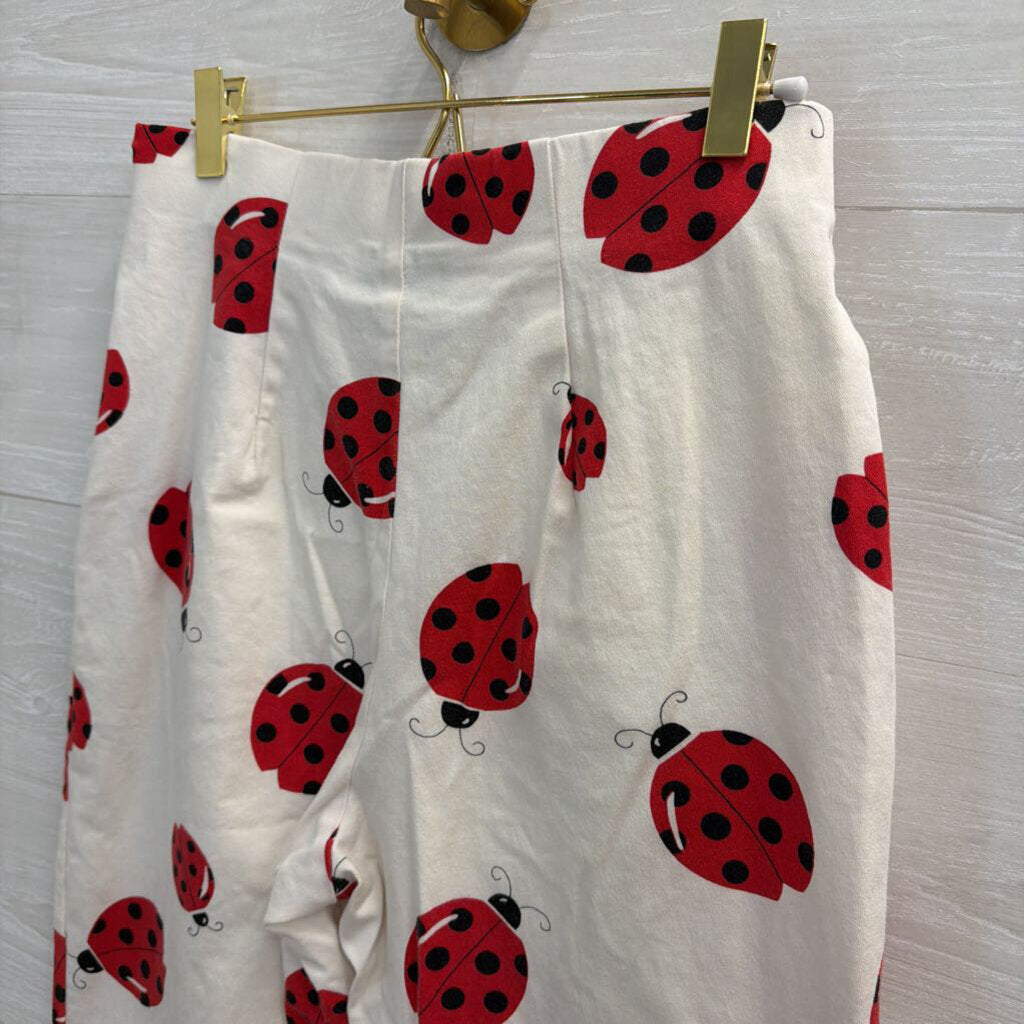 Vintage Briggs White/ Red Ladybug Print Wide Leg Cropped Pants Small