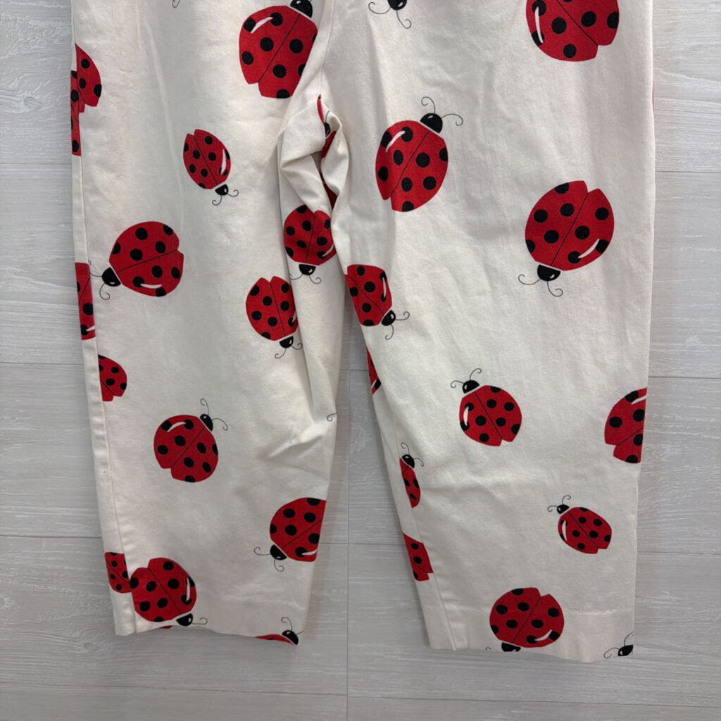 Vintage Briggs White/ Red Ladybug Print Wide Leg Cropped Pants Small
