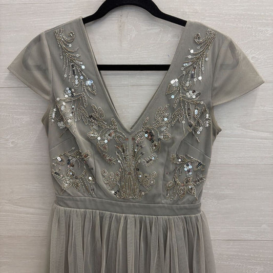 Altar'd State Grey/ Silver Sequin Beaded Short Sleeve Top Dress Small