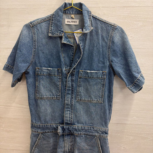 DL 1961 Medium Wash Denim Short Sleeve Romper Small
