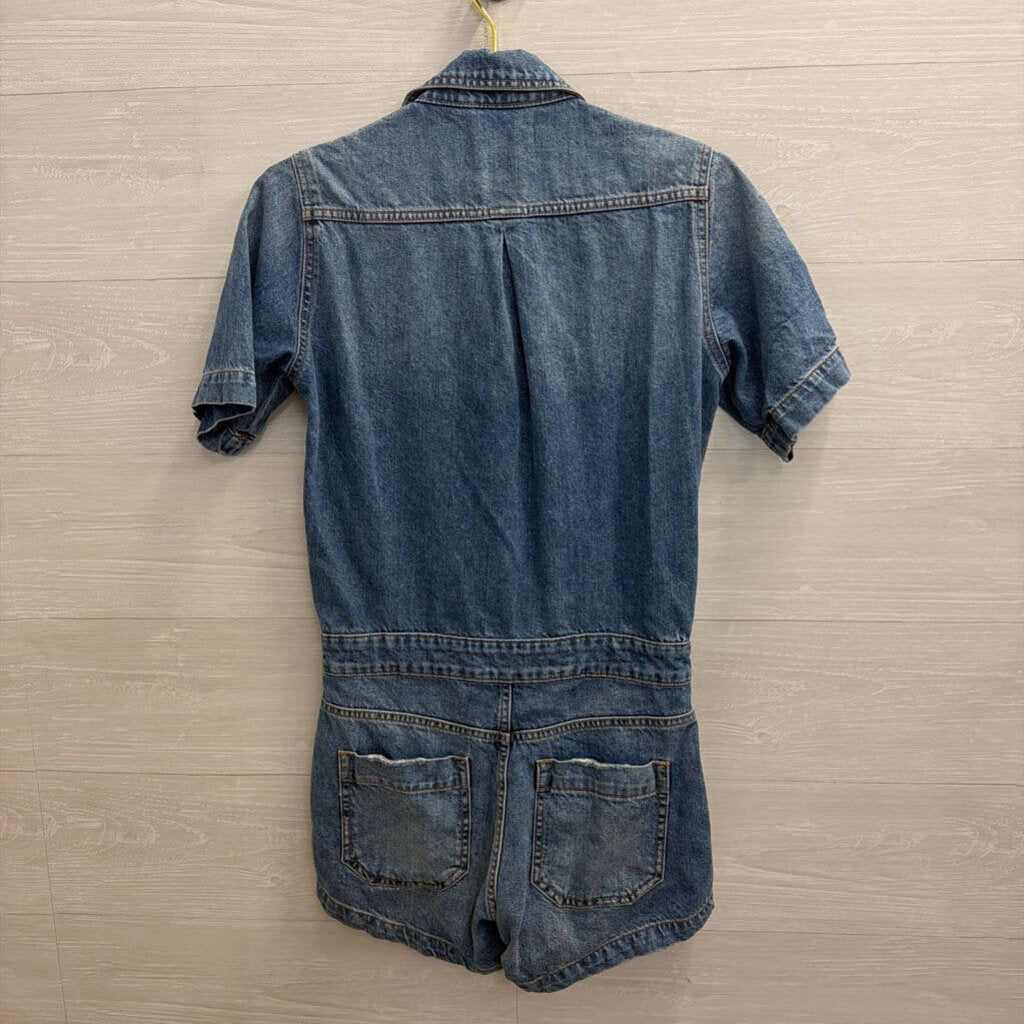 DL 1961 Medium Wash Denim Short Sleeve Romper Small