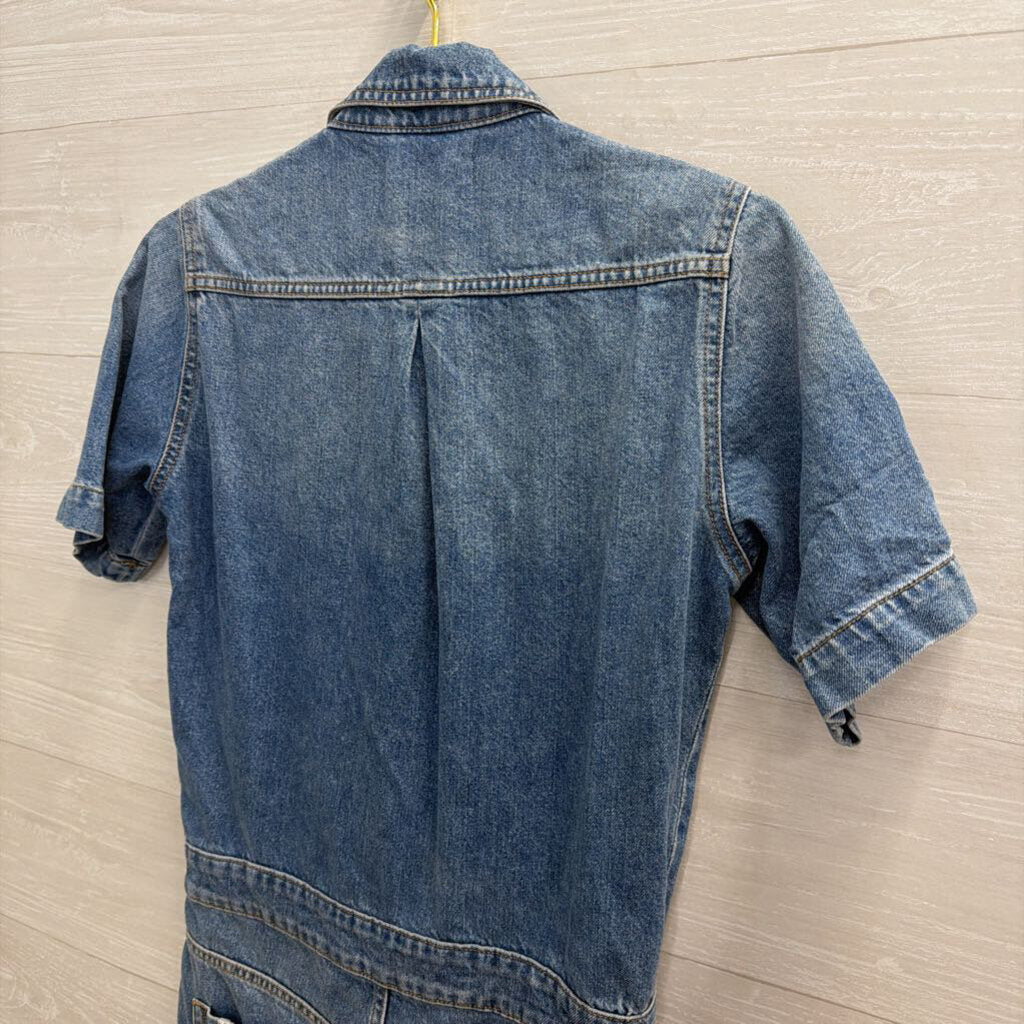 DL 1961 Medium Wash Denim Short Sleeve Romper Small