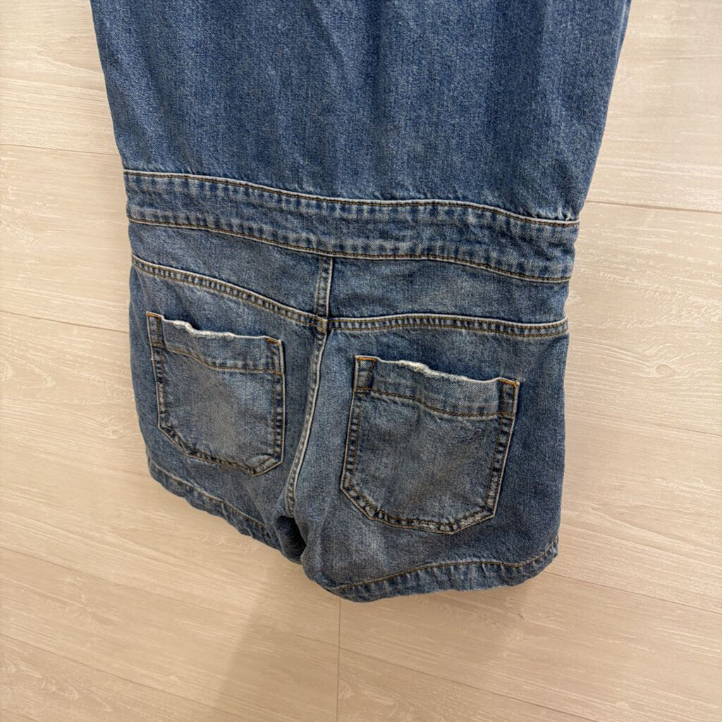 DL 1961 Medium Wash Denim Short Sleeve Romper Small