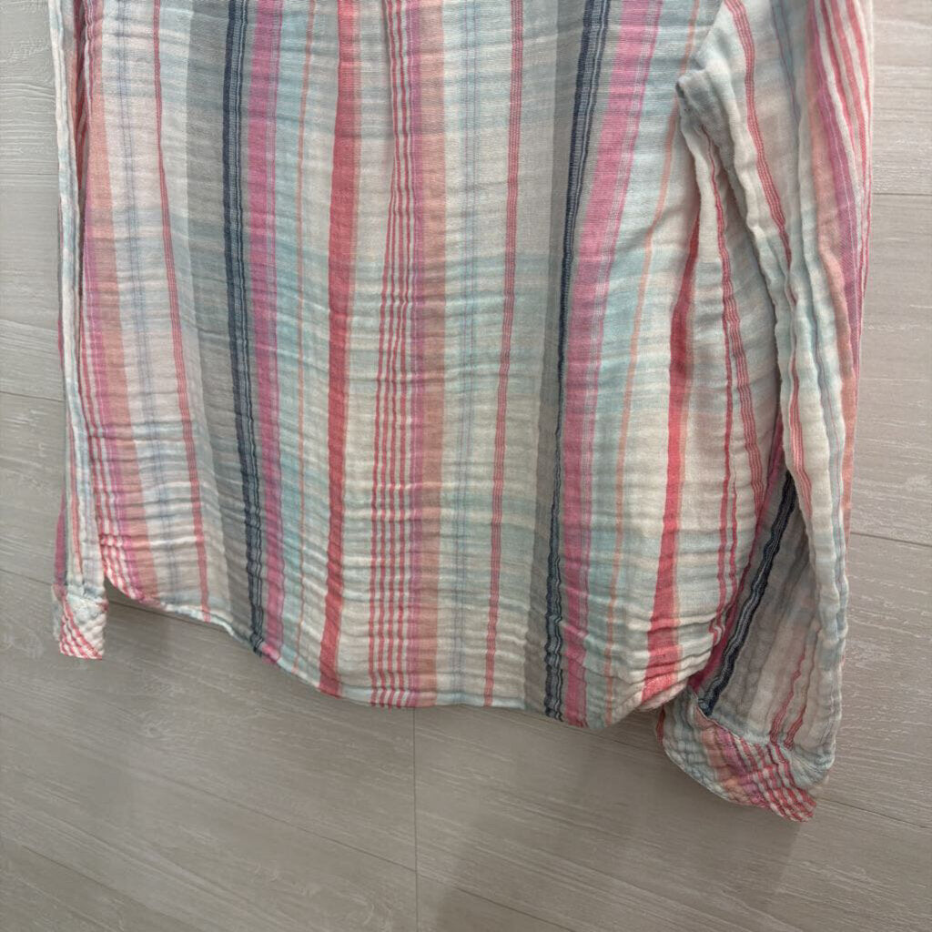 Dylan Pink/ Blue Striped Long Sleeve Button Down Top Small
