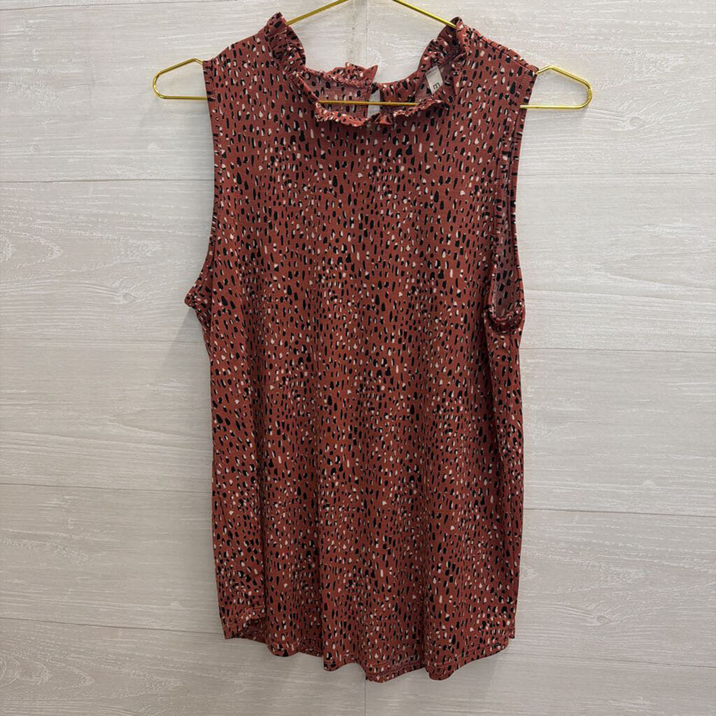 mts Mauve/ Black Print Sleeveless Top Small