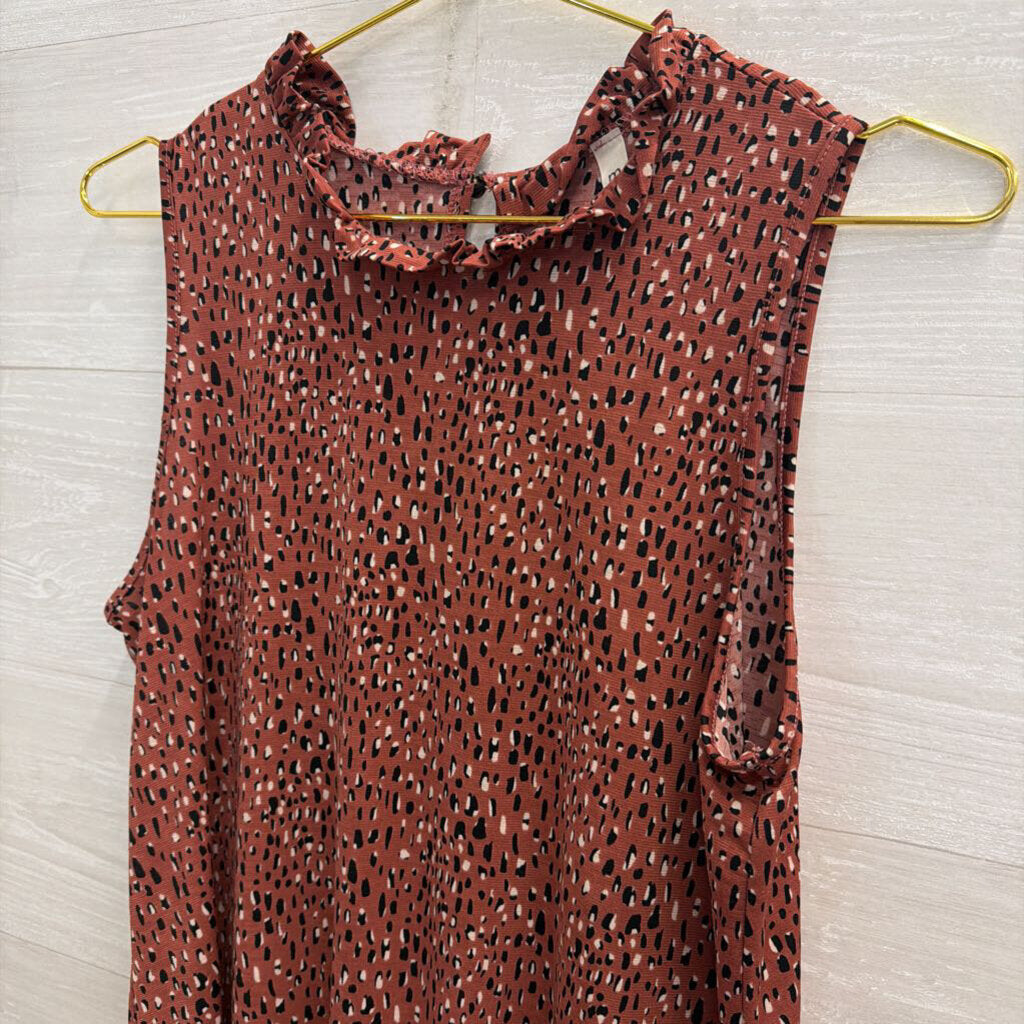 mts Mauve/ Black Print Sleeveless Top Small