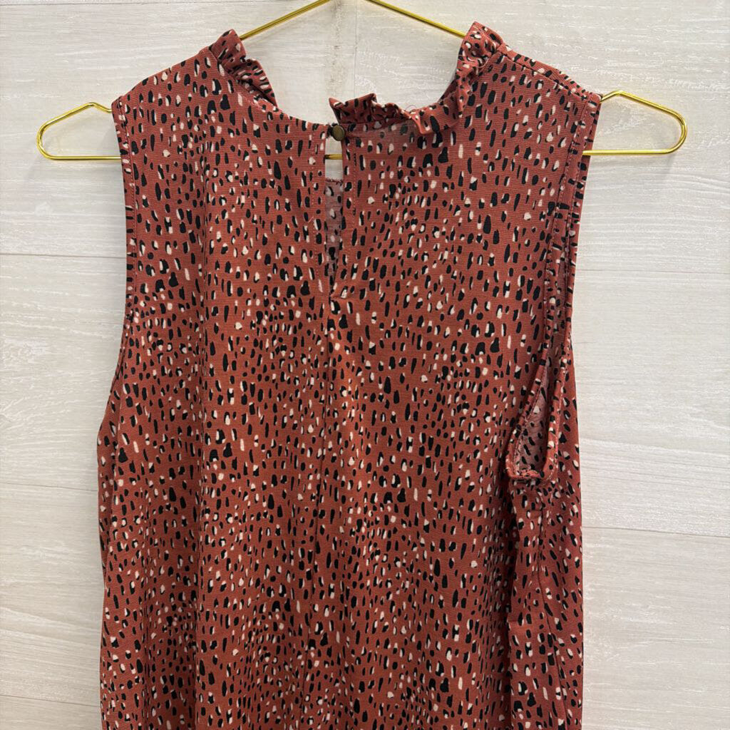 mts Mauve/ Black Print Sleeveless Top Small