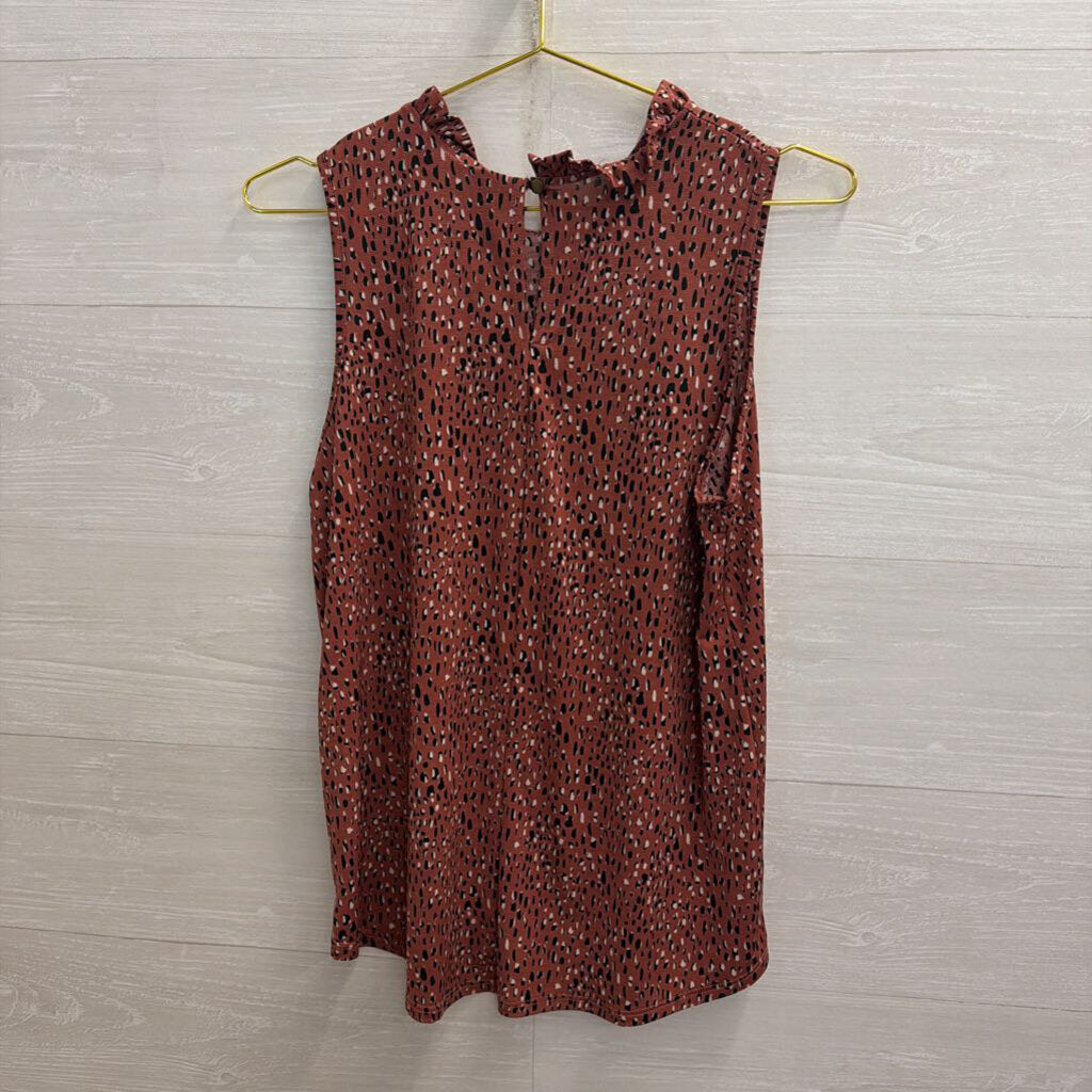 mts Mauve/ Black Print Sleeveless Top Small
