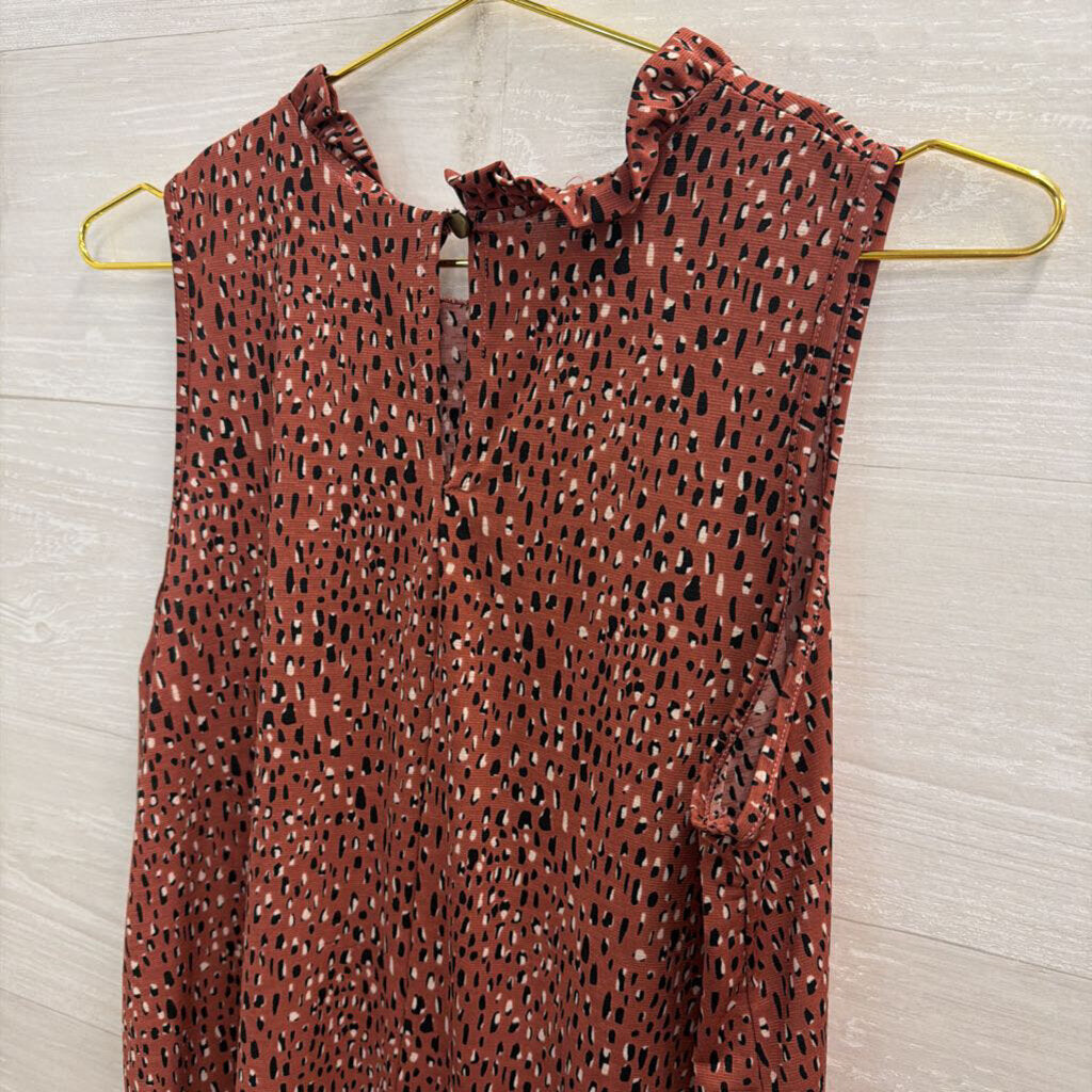 mts Mauve/ Black Print Sleeveless Top Small