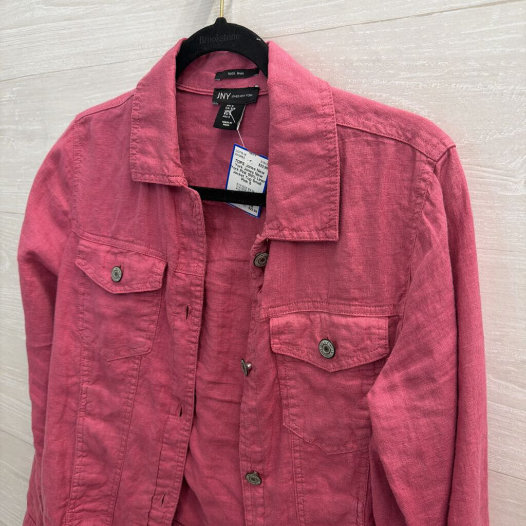 Jones New York Pink 100% Linen Jacket Top Small