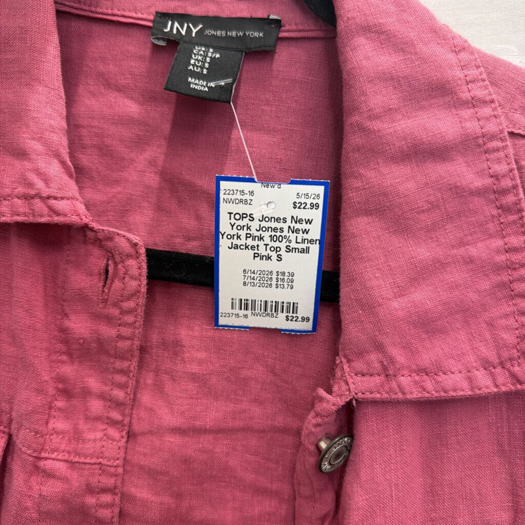 Jones New York Pink 100% Linen Jacket Top Small