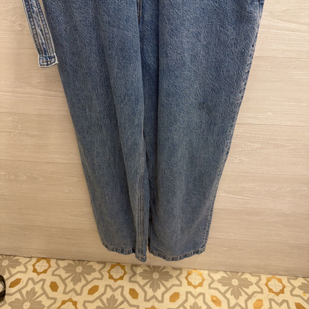 Abercrombie and Fitch Medium Wash Denim Short Sleeve Jumpsuit Medium