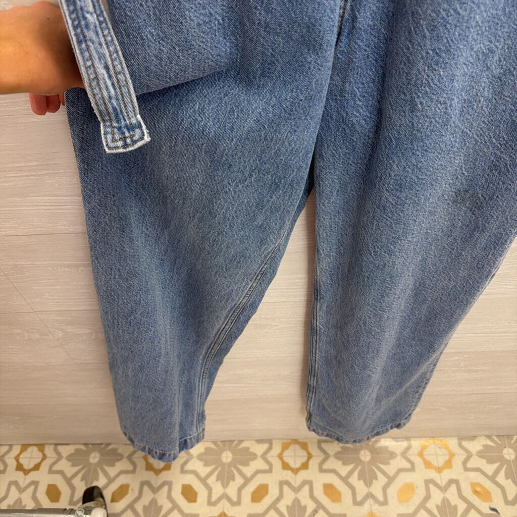 Abercrombie and Fitch Medium Wash Denim Short Sleeve Jumpsuit Medium