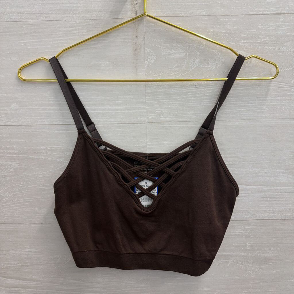 Zenana Brown Cross Front Bralette Large/ Extra Large