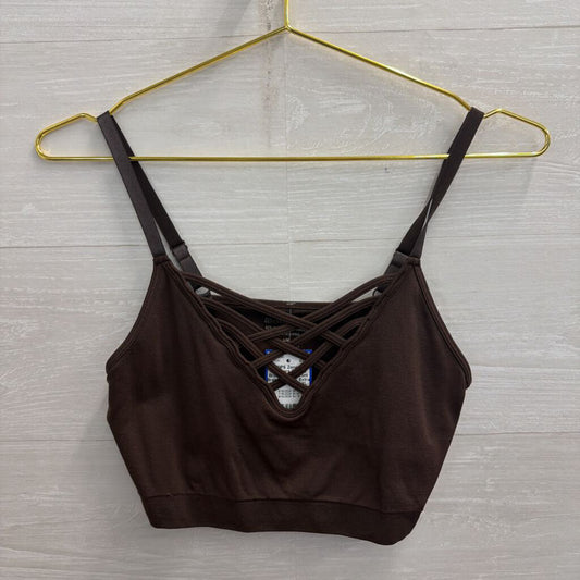 Zenana Brown Cross Front Bralette Large/ Extra Large