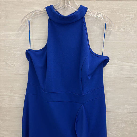 Woosea Royal Blue High Neck Ruffle Detail Long Formal Dress Extra Large
