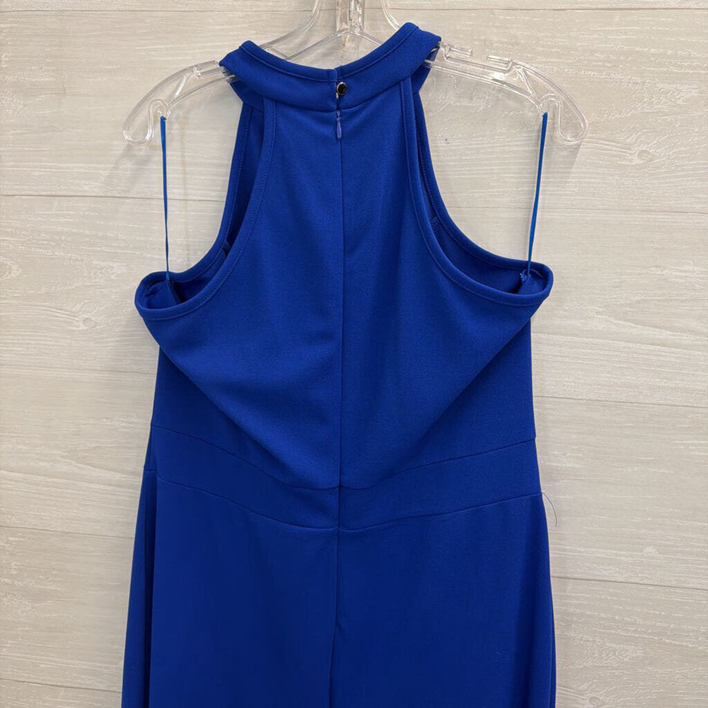 Woosea Royal Blue High Neck Ruffle Detail Long Formal Dress Extra Large