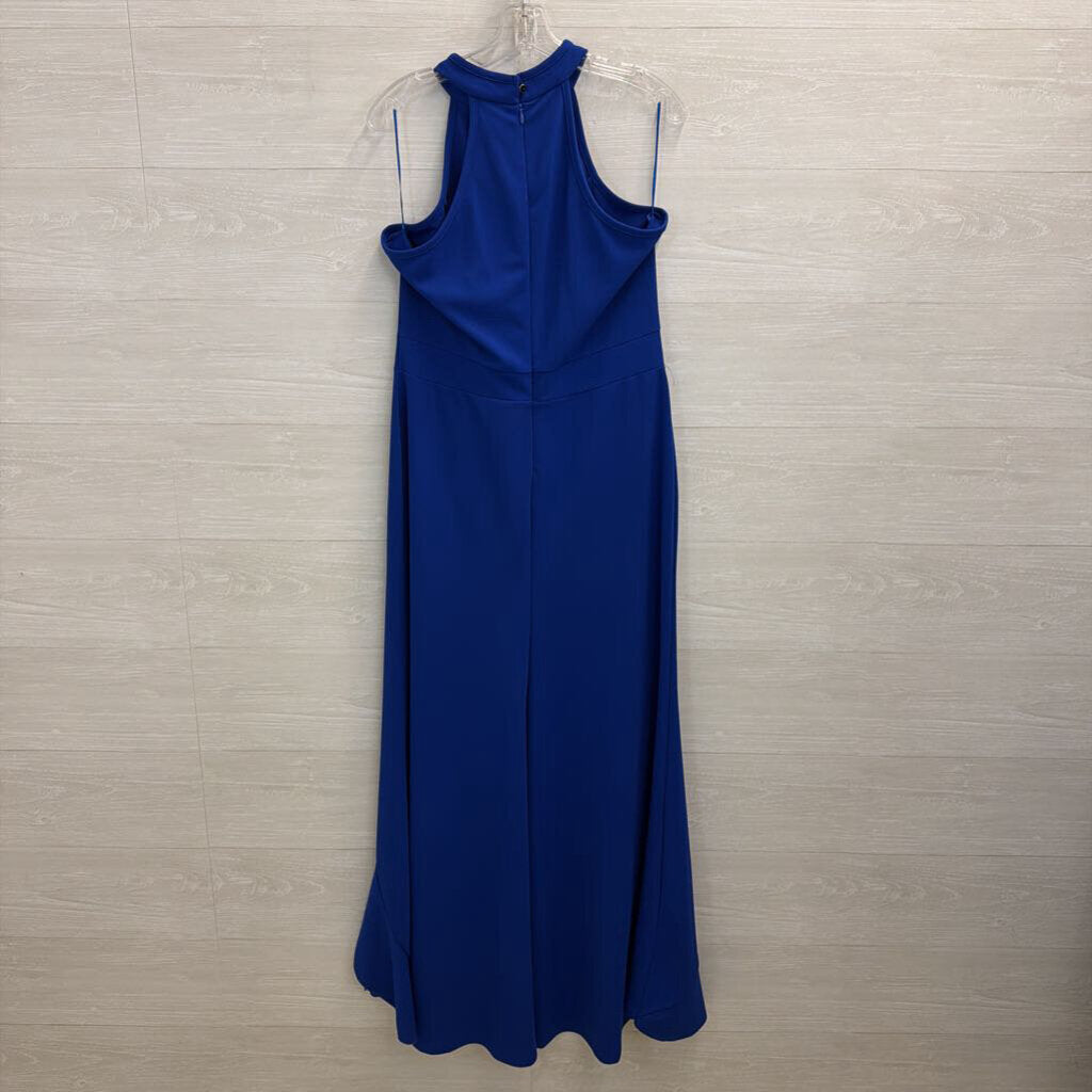 Woosea Royal Blue High Neck Ruffle Detail Long Formal Dress Extra Large