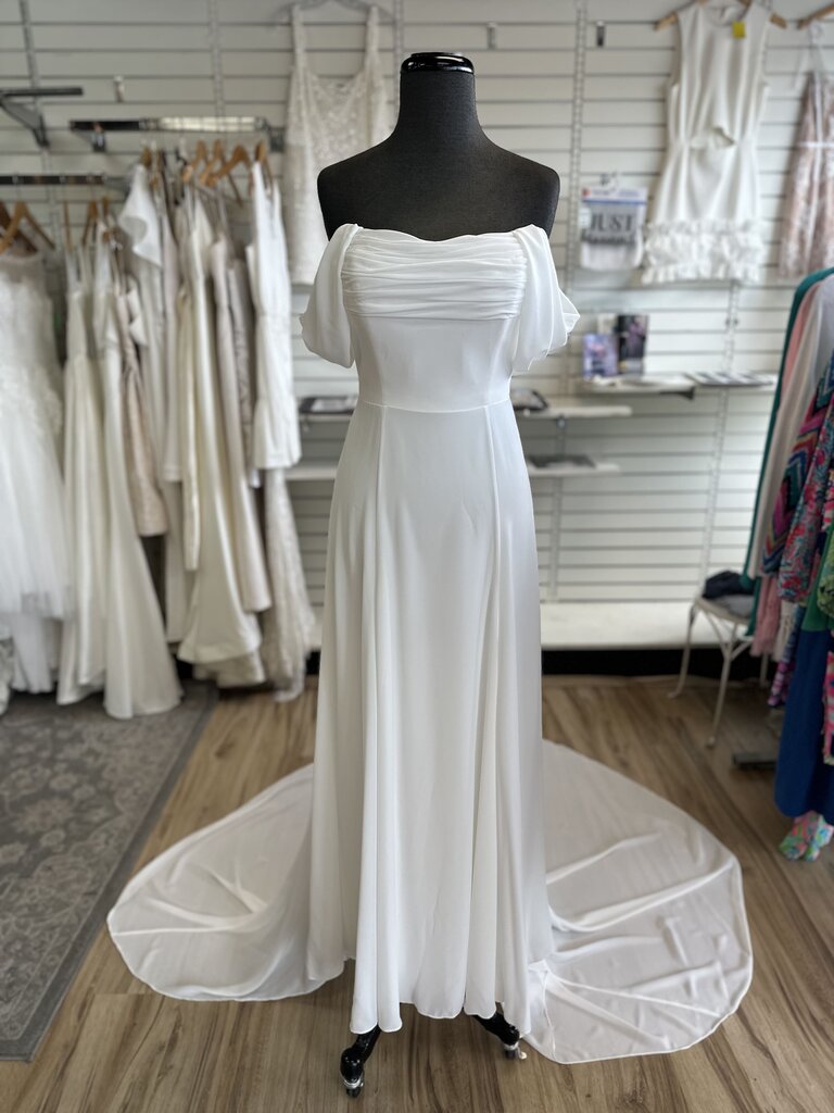 Off The Shoulder Draped Wedding Dress 6