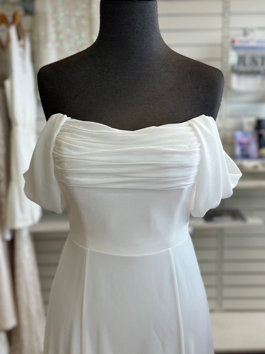 Off The Shoulder Draped Wedding Dress 6