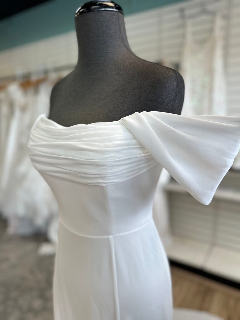 Off The Shoulder Draped Wedding Dress 6